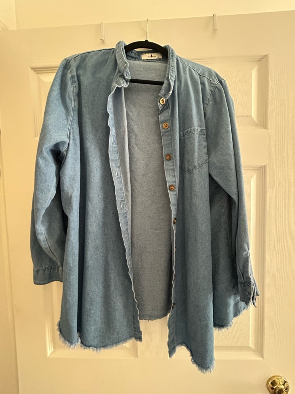 Light Wash Denim Button-Up Shirt Jacket